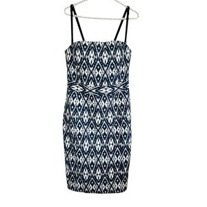 Banana Republic Strapless Ikat Dress Sz 8 Coastal Resort Empire Midi Euro Summer